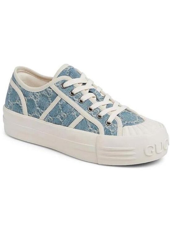 Gucci Women Gucci Julia GG Logo Canvas Low Top Platform Trainers Sneakers Shoes Denim